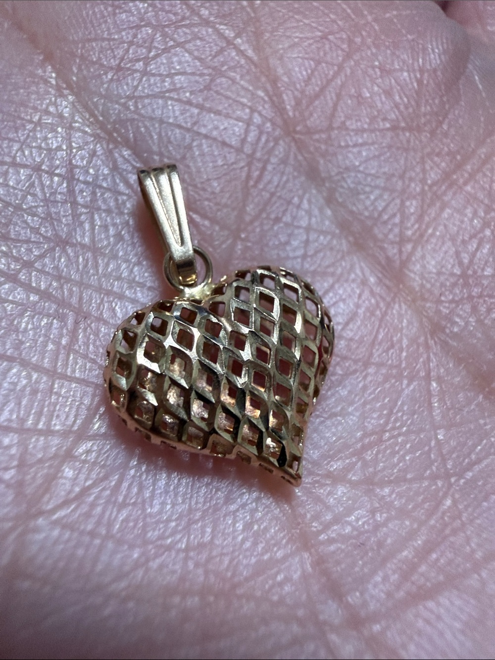 10K Gold Israel Heart Lattice Pendant